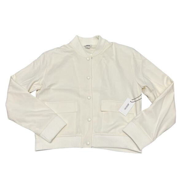 NWT JASON WU Women's Cream Button Up Bomber Jacker Size L - Picture 2 of 9